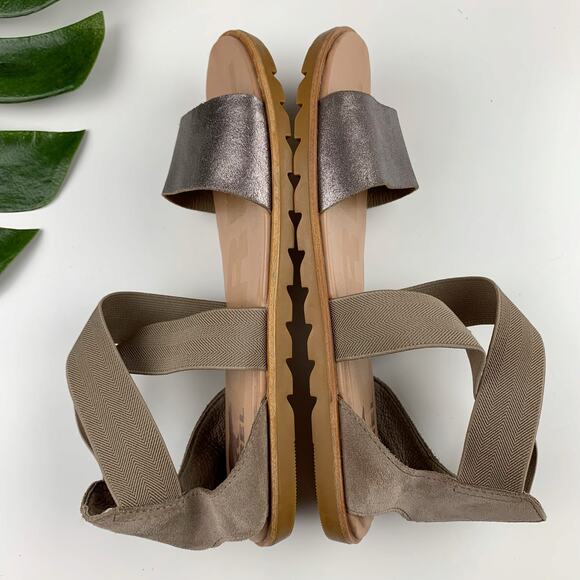 Sorel Ella II Sandals Brown Metallic Grey Strappy Flats Women's 8 - Picture 6 of 9